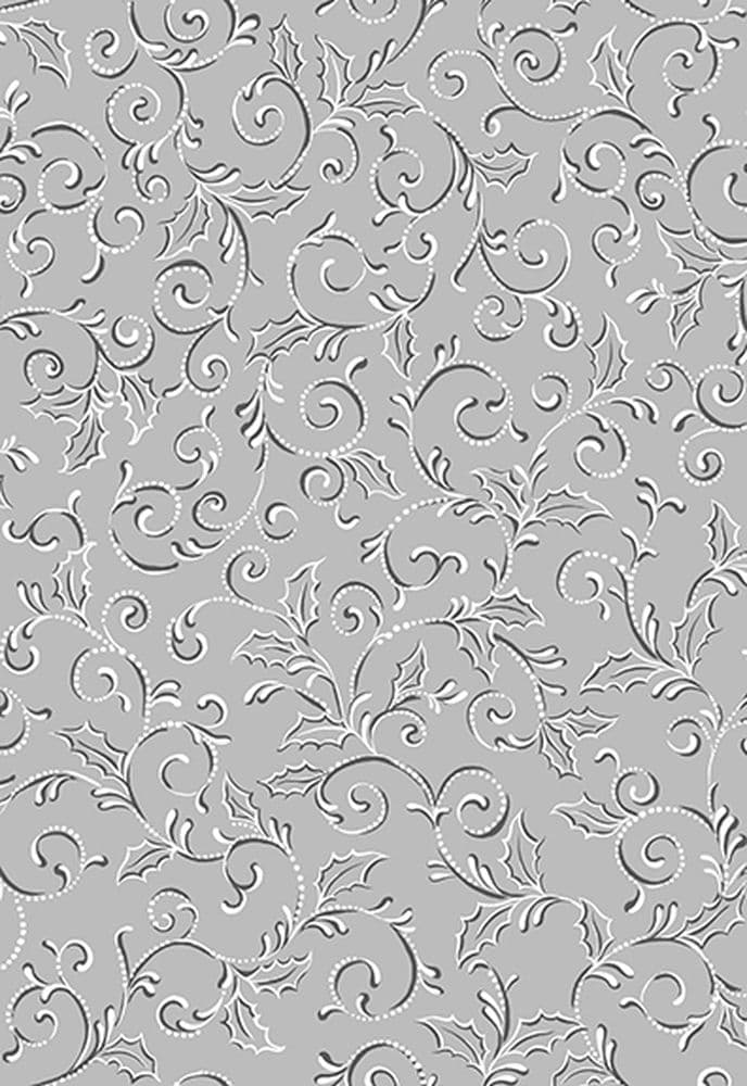 Puuvillakangas 112cm, Harmaa lehtikoukerot