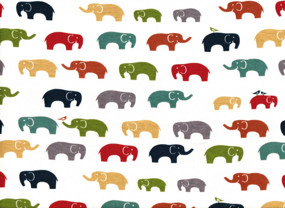 LUOMU Puuvillatrikoo, ELEFANTIT kirjava