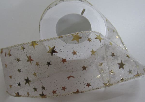 Joulunauha, vaalea tähtinauha, 75mm